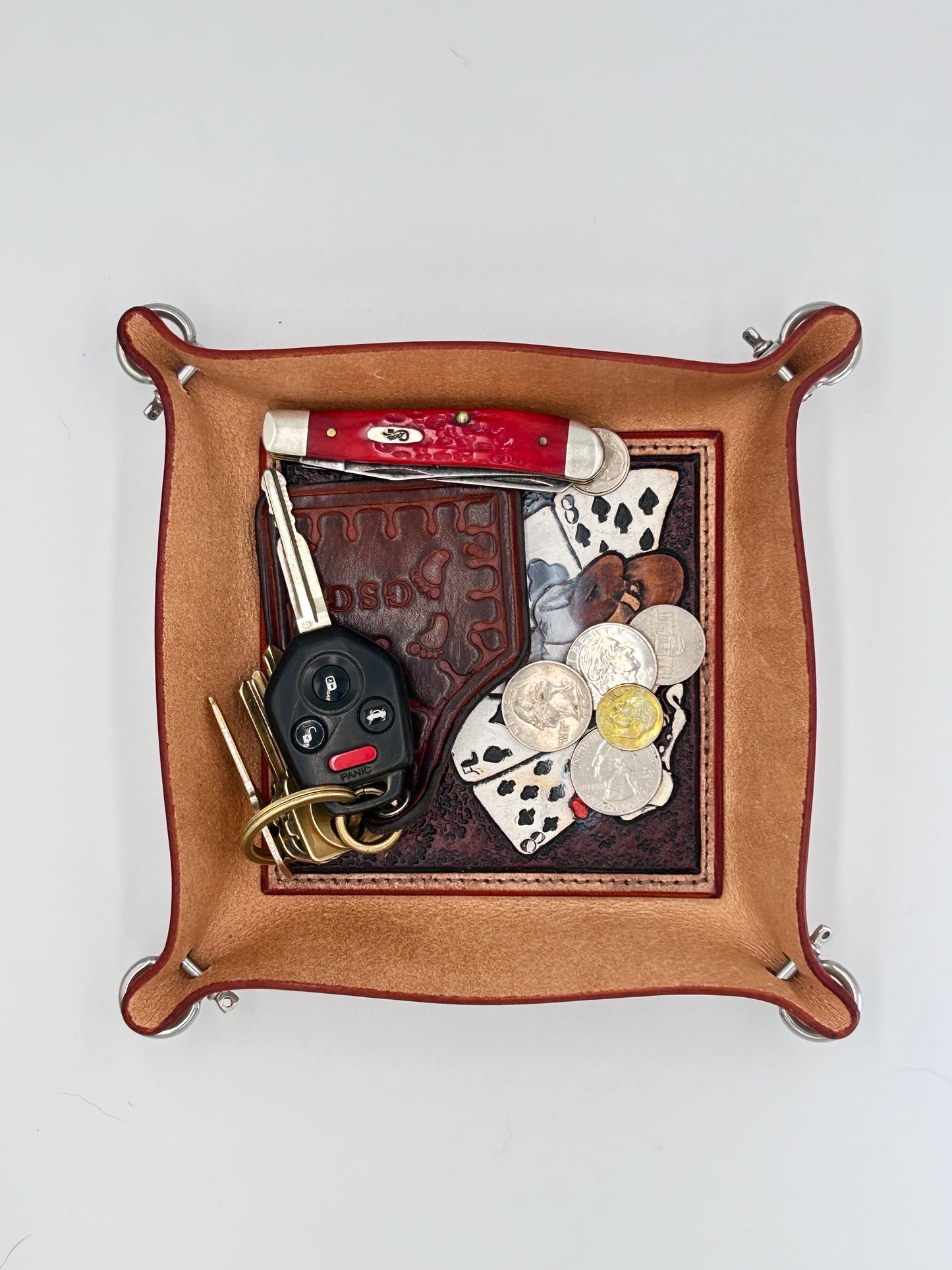 Steve Grady Leather tooled valet tray