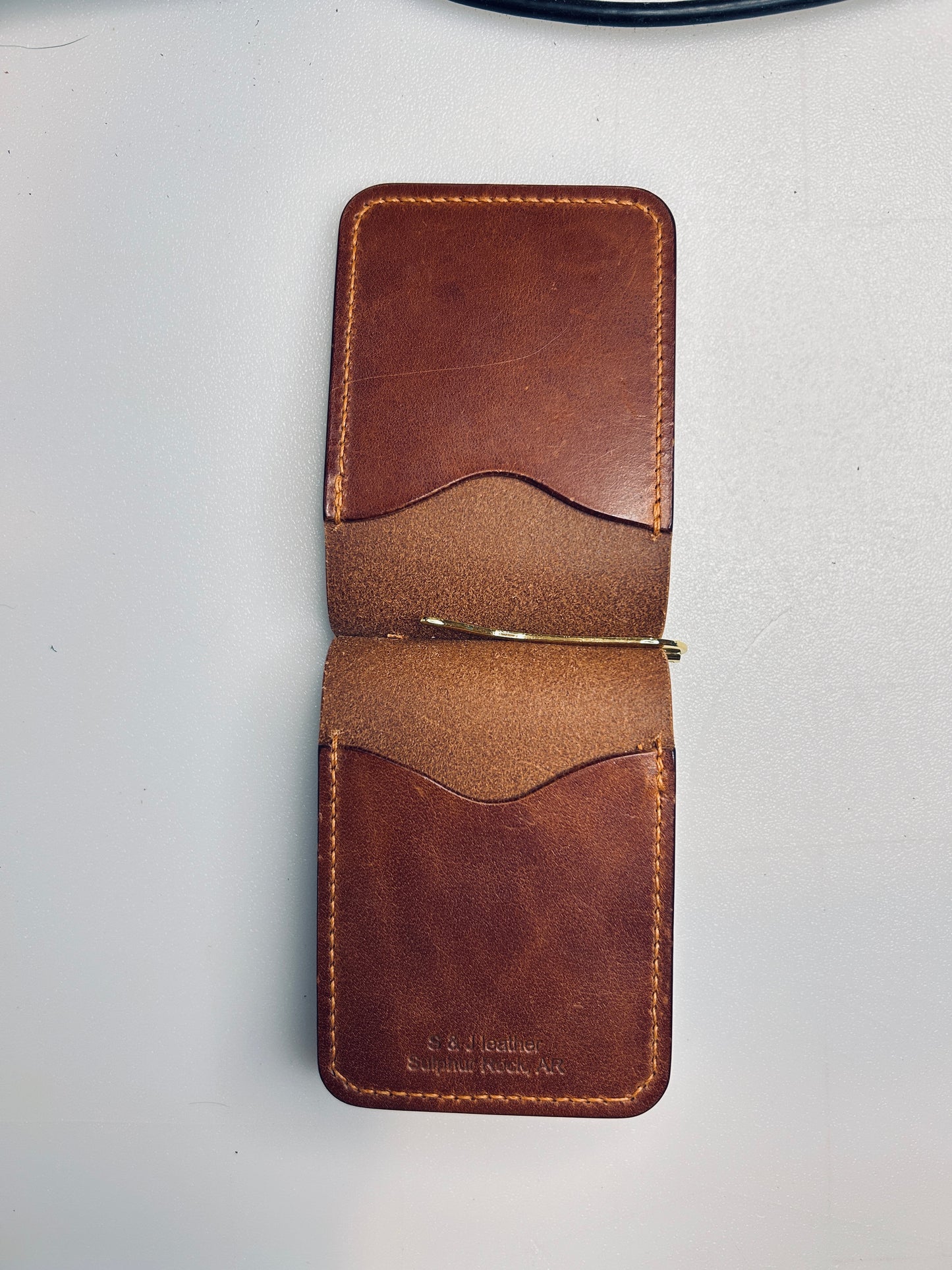 Harness leather money clip wallet