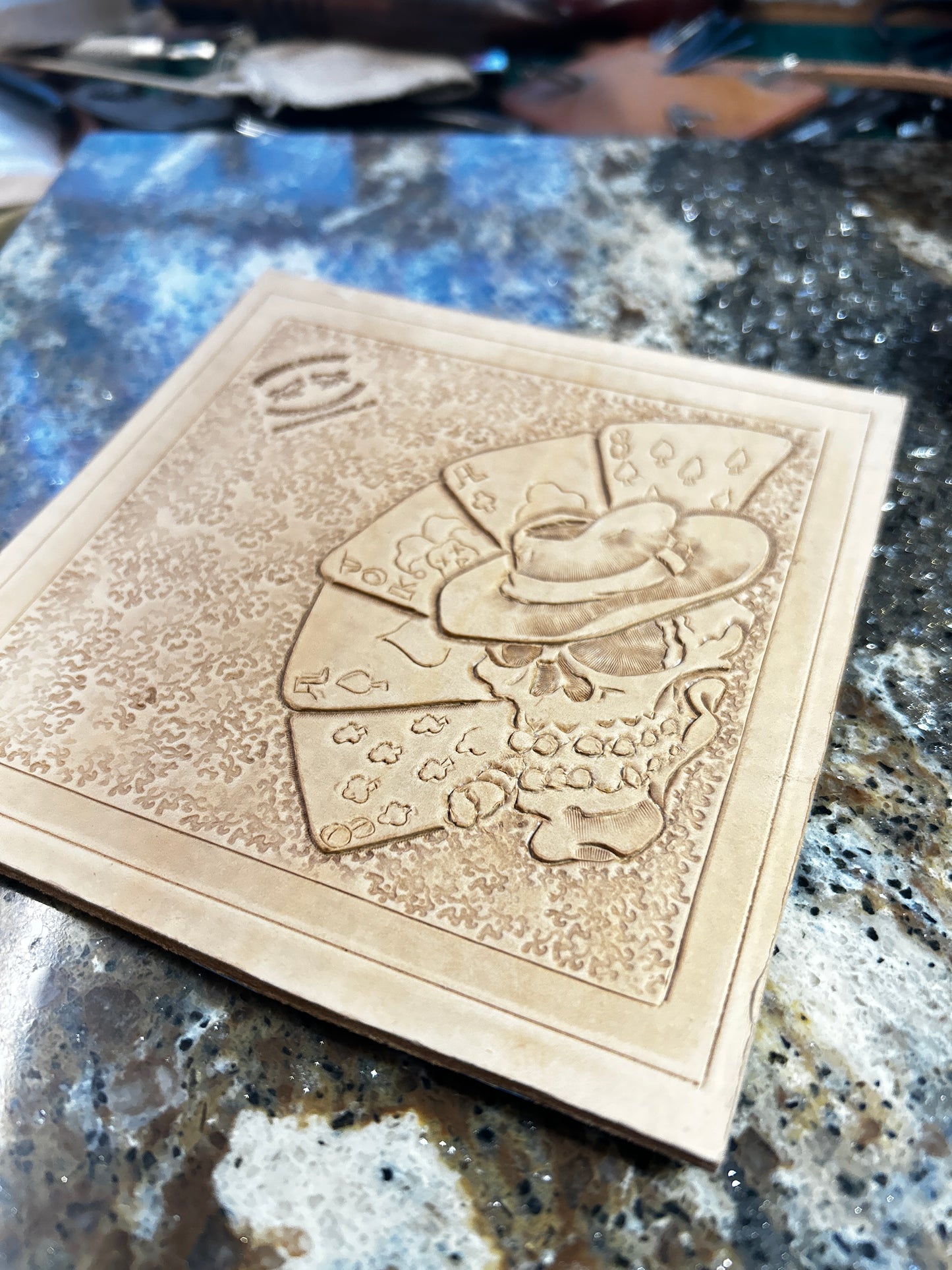 Steve Grady Leather tooled valet tray