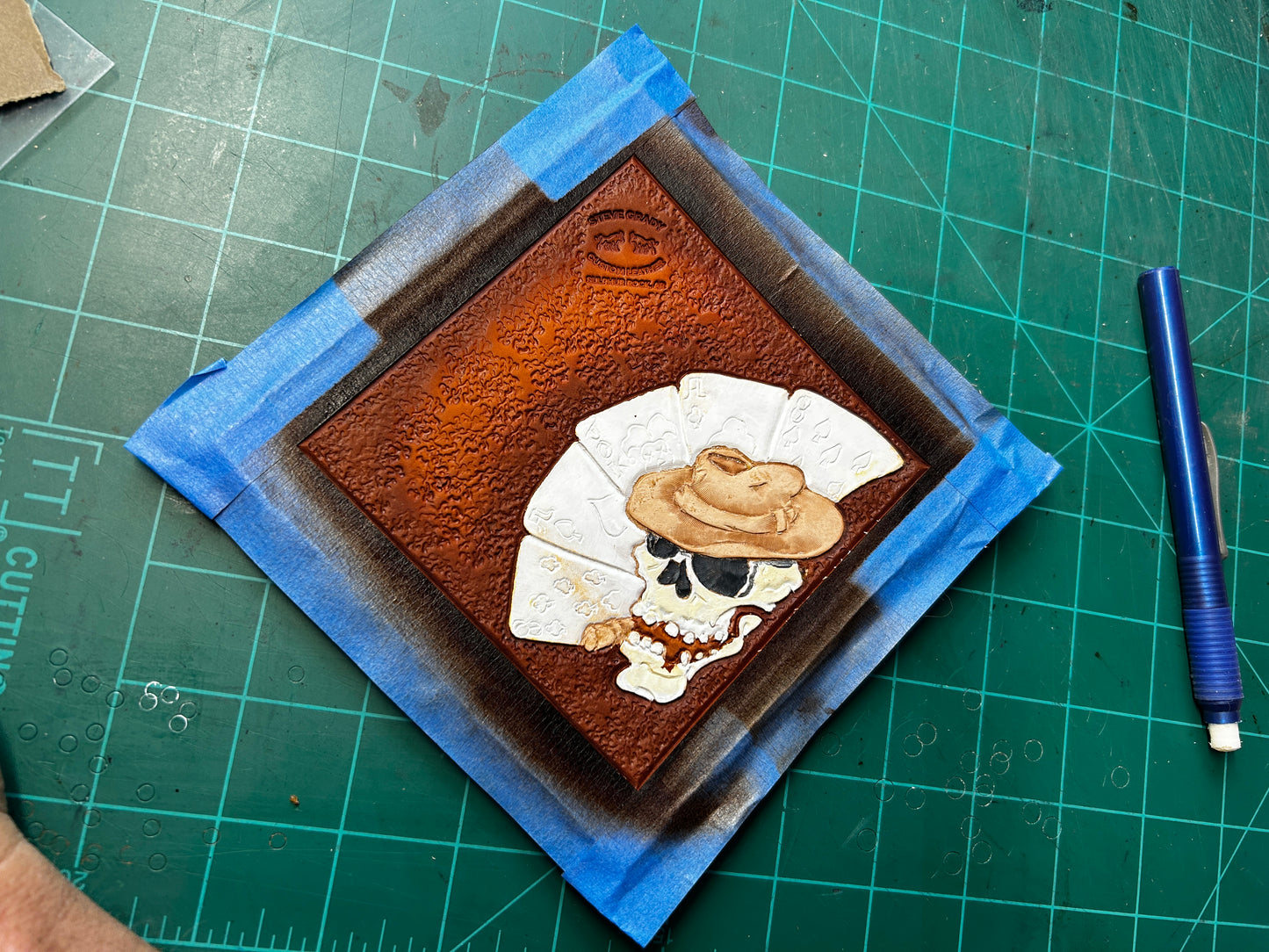 Steve Grady Leather tooled valet tray