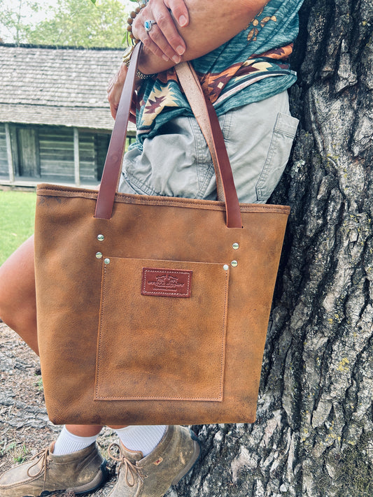 Tan leather tote