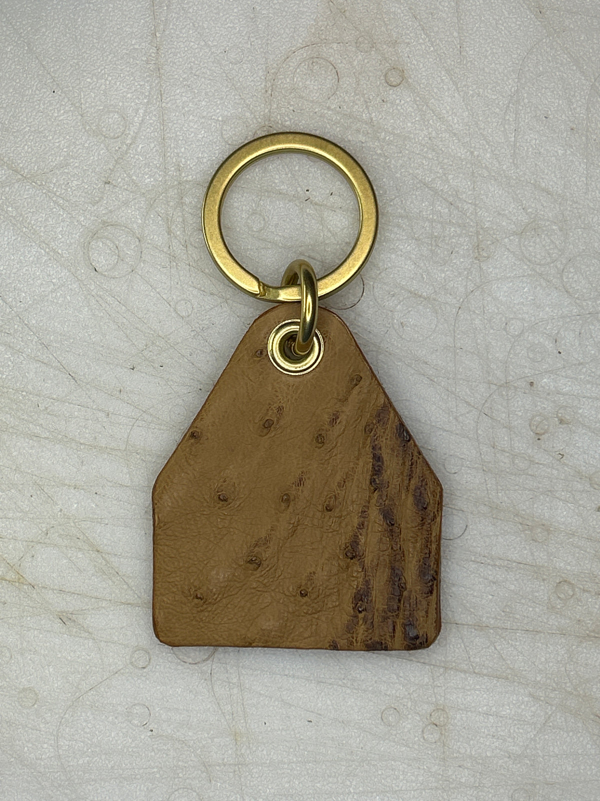 Ostrich & solid brass key ring