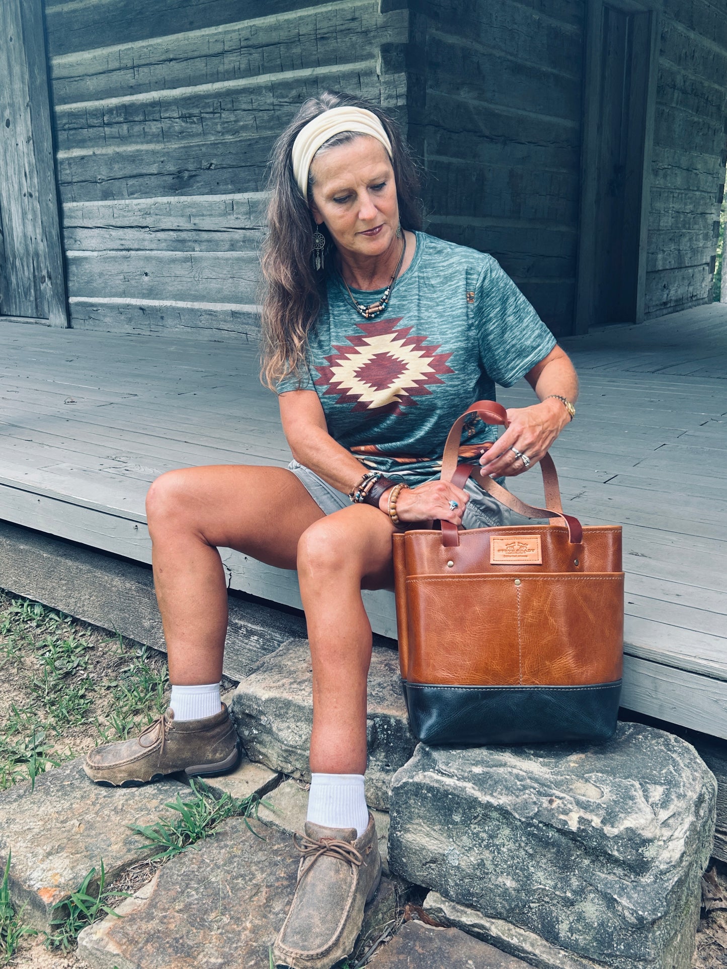 Western crunch tote 2 tone
