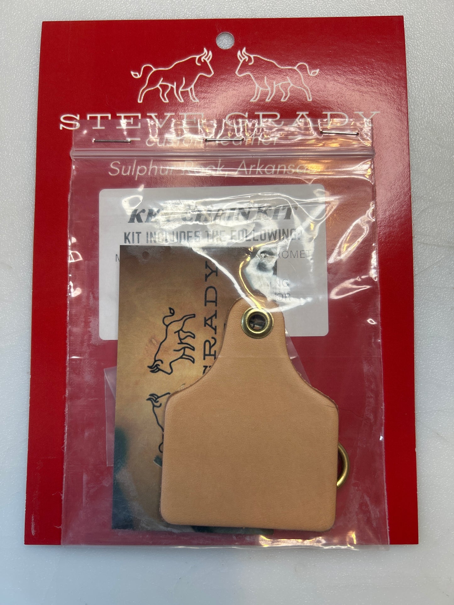 Leather large cow tag keychain kit