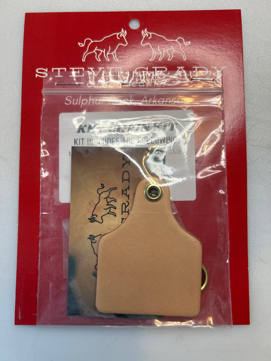 Leather large cow tag keychain kit