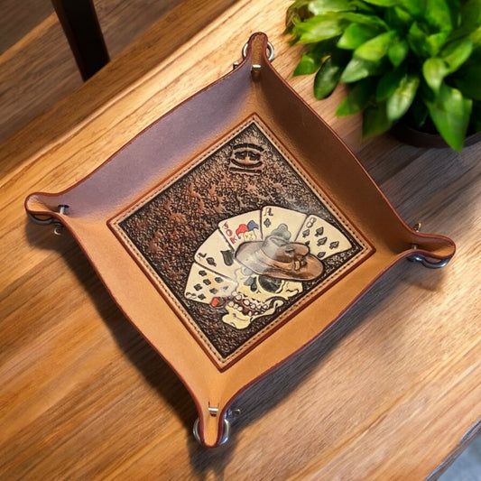 Steve Grady Leather tooled valet tray