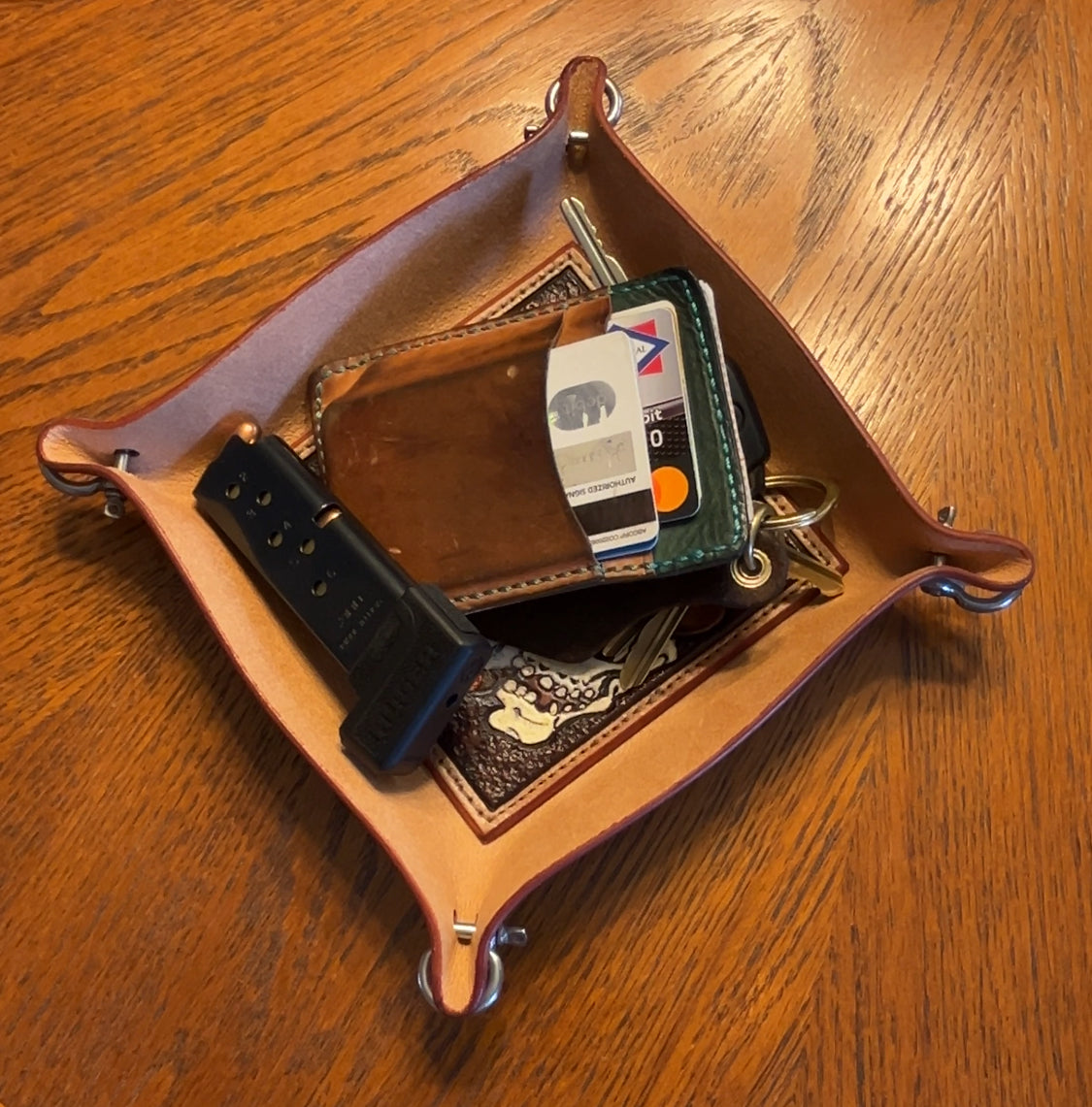 Steve Grady Leather tooled valet tray